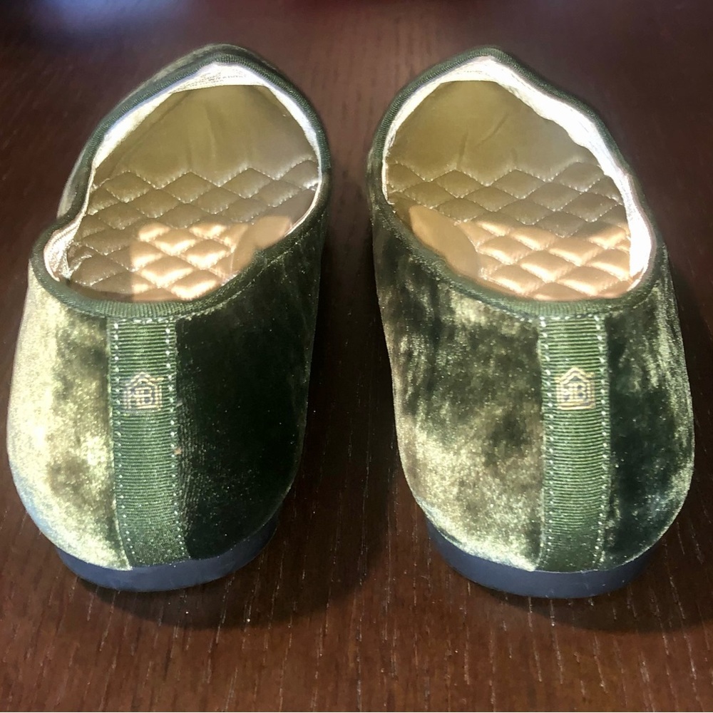 RARE & RETIRED Birdies HERON Olive Luxe Velvet Smoking Flats/Loafers/Slippers - Picture 11 of 16